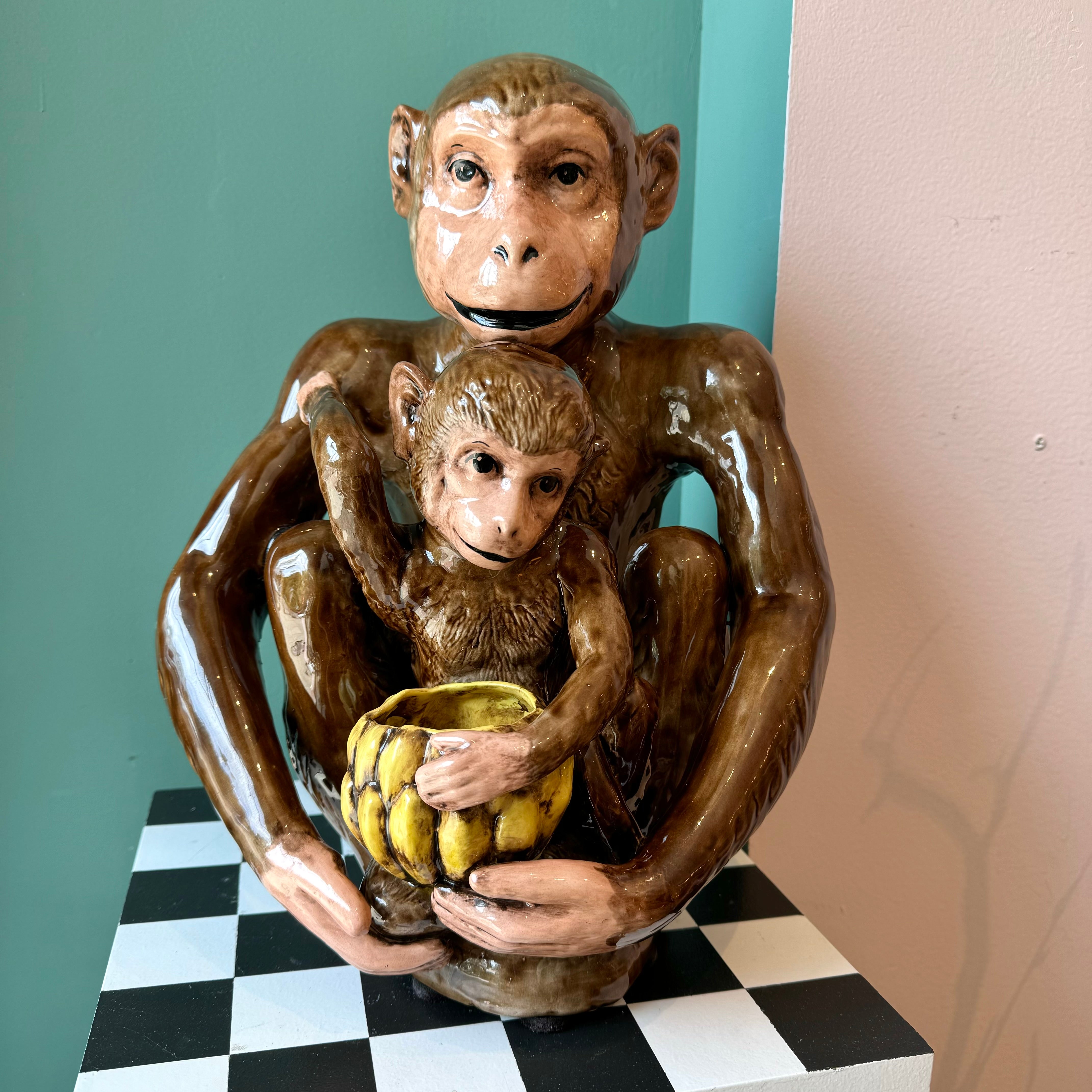 Chinoiserie outlets Majolica Monkey, Mother & Baby✨Vintage