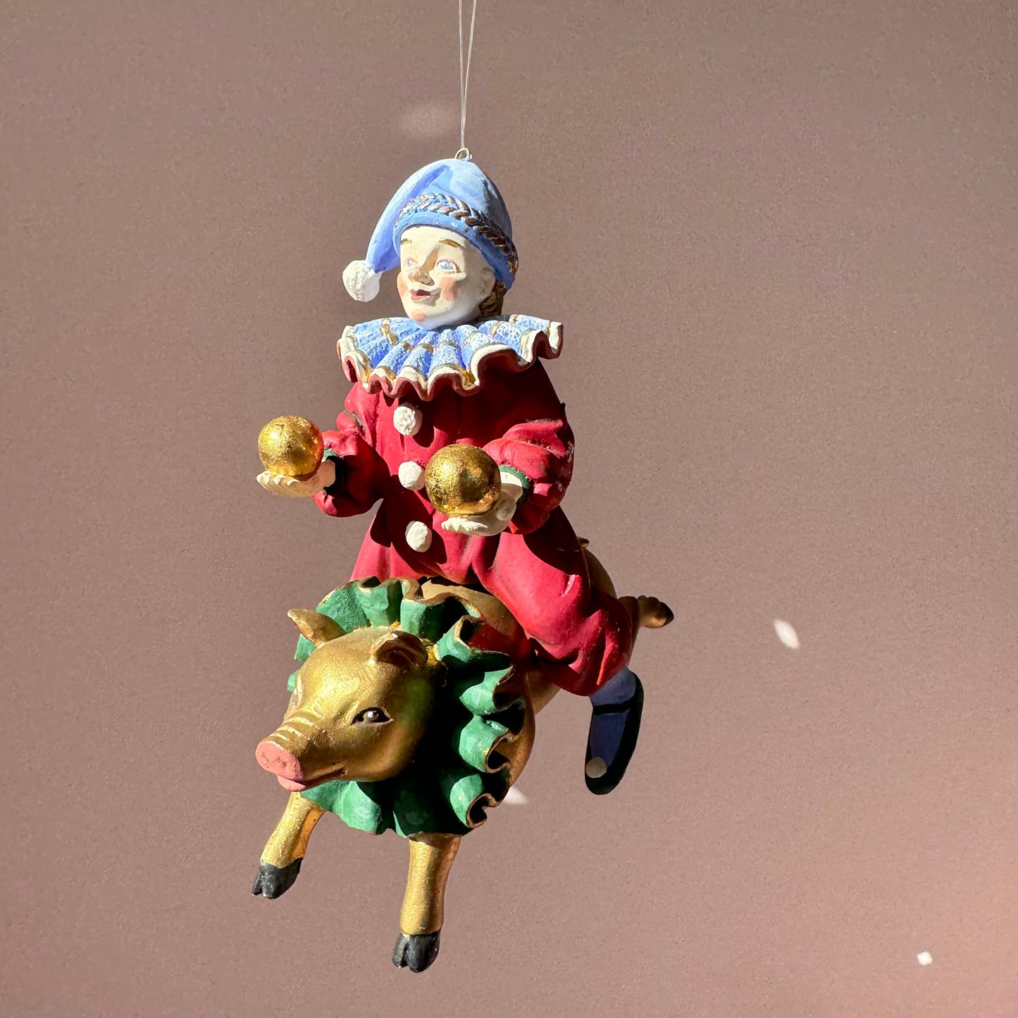 Vintage Clown on a Pig Ornament