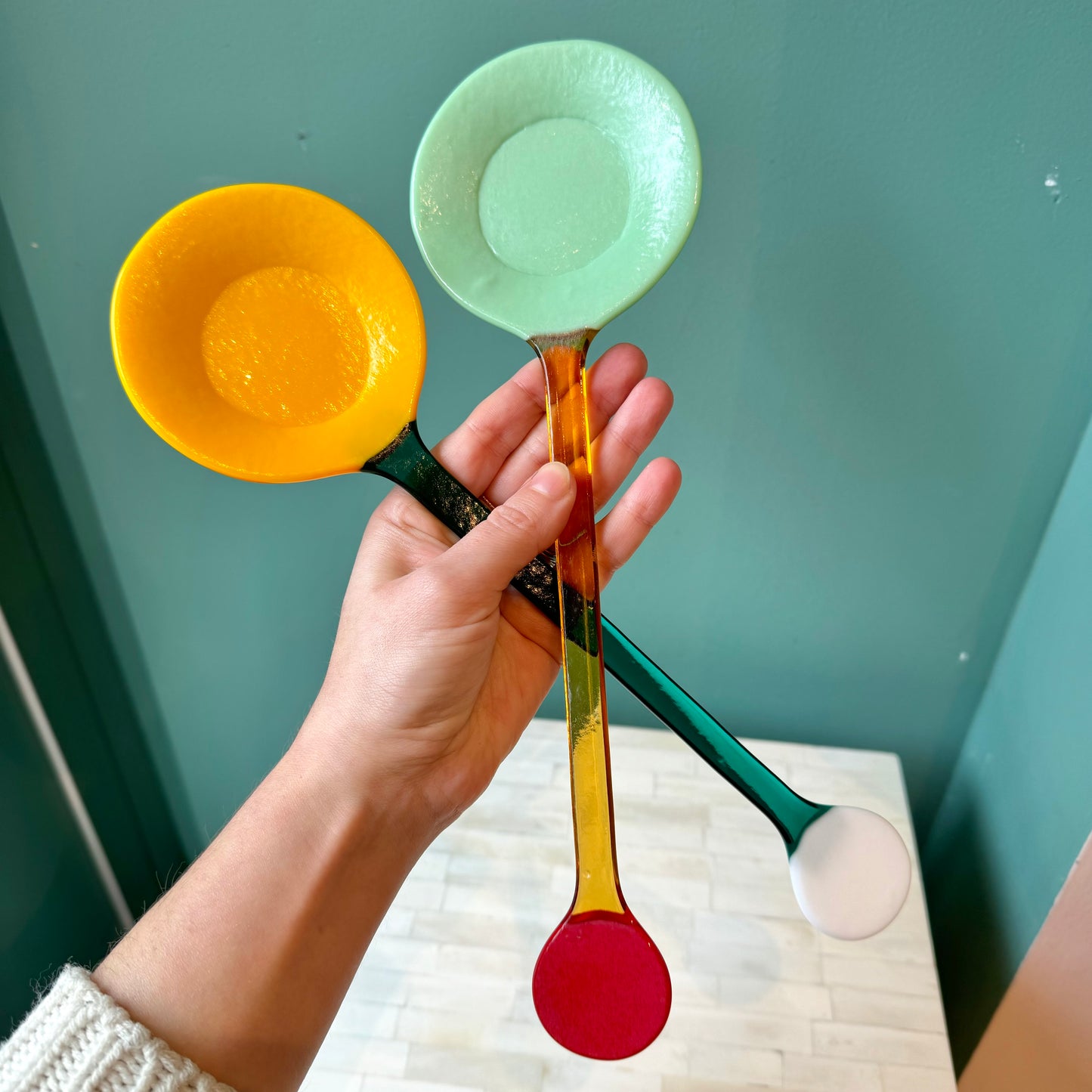 Color Block Serving Spoon: Yellow / Teal / White