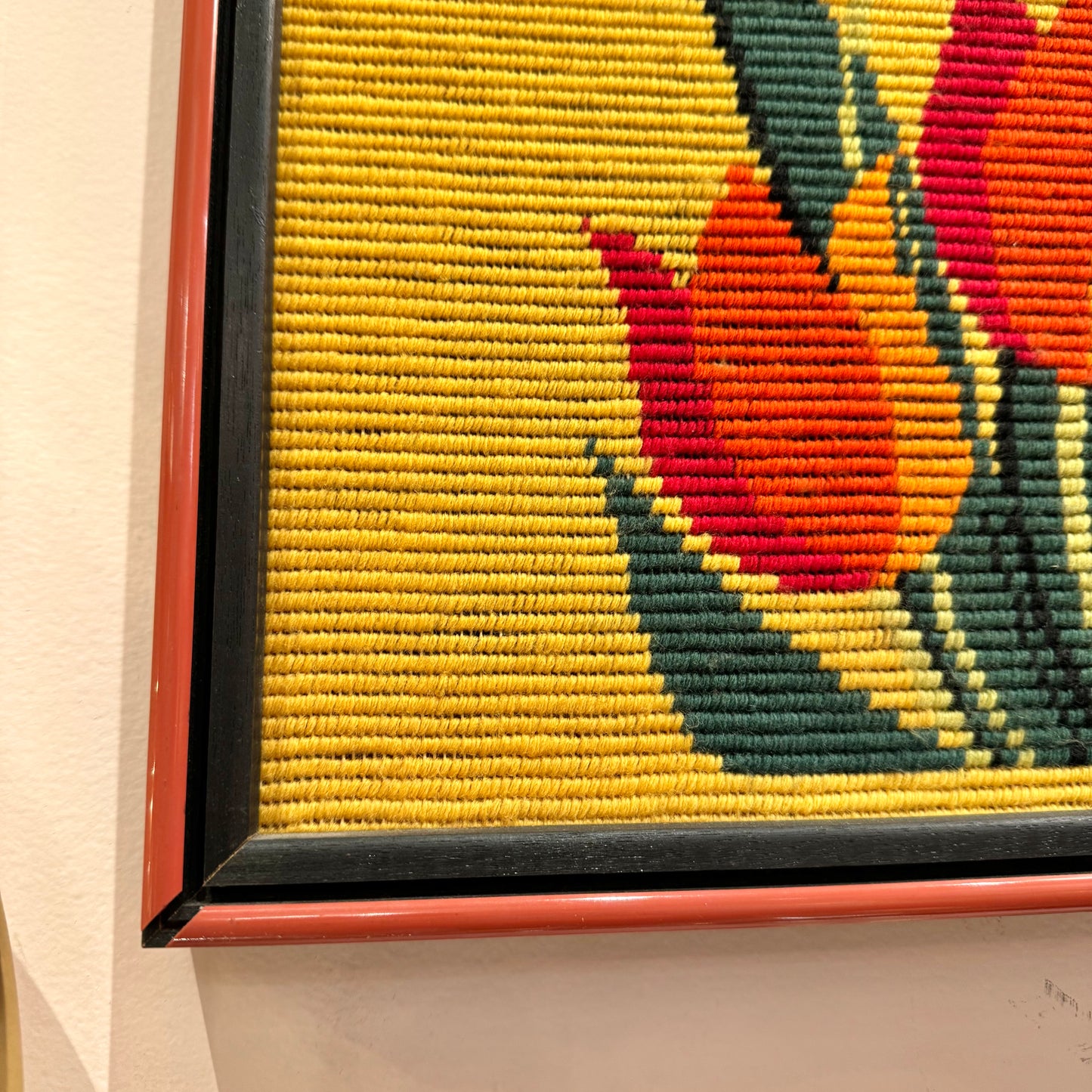 Vintage Orange Tulip Needlepoint Artwork