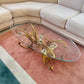 Vintage Italian Gold Gilt Floral Bouquet Wheat Sheaf Coffee Table