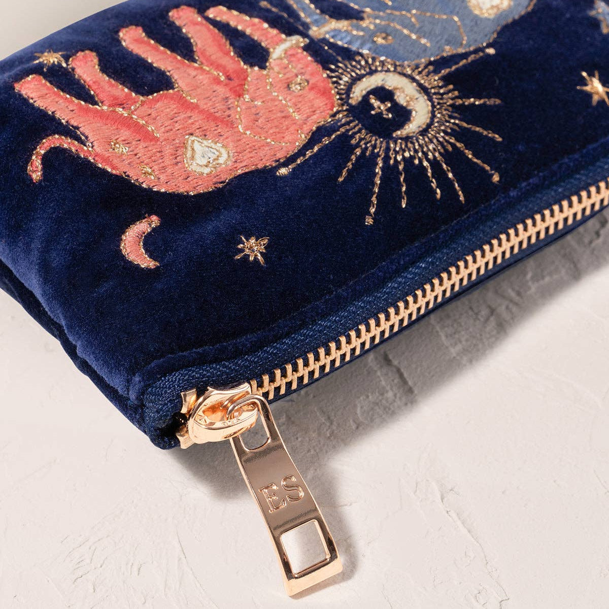 Celestial Elephant Navy Velvet Coin Purse by Elizabeth Scarlett London