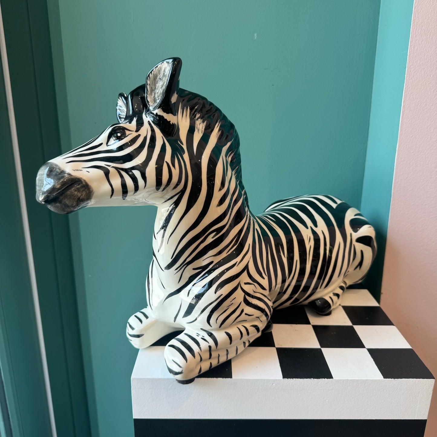 Vintage Ceramic Zebra Statue