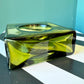 Vintage Chartreuse Square Glass ‘Diabolo’ Vase by Christian Tortu