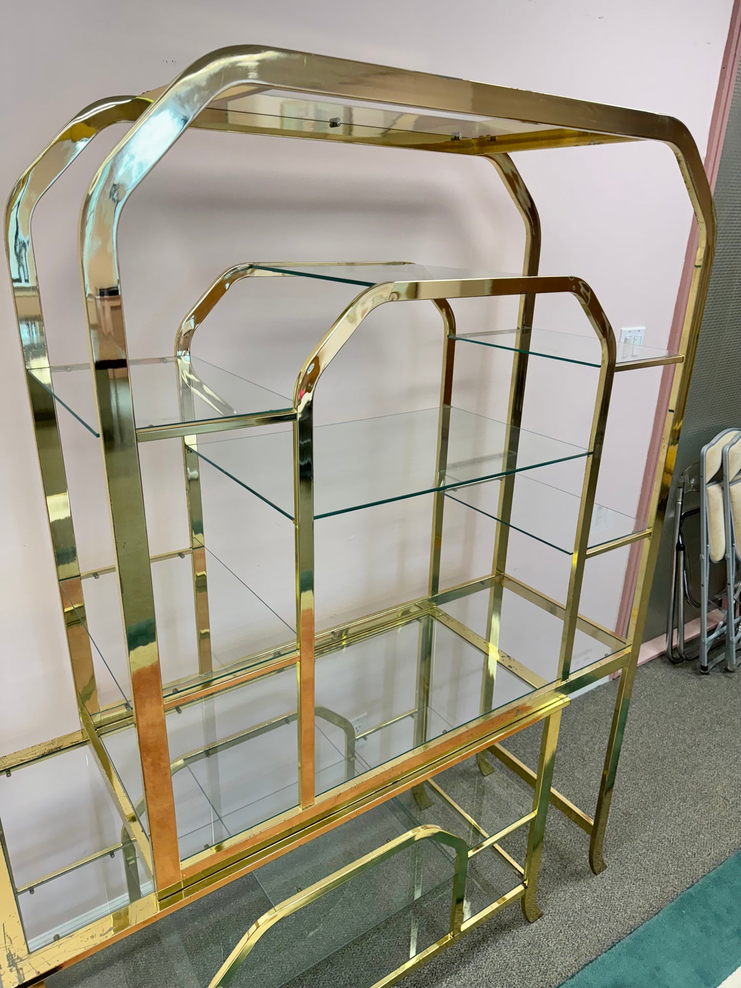 1980's Brass and Glass Etagere by DIA