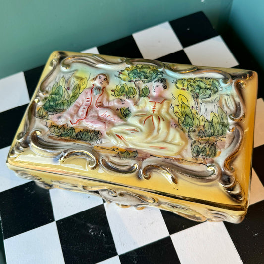 Vintage Hand Painted Capodimonte Porcelain Box