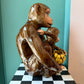 Vintage Ceramic Mother and Baby Monkey Statue