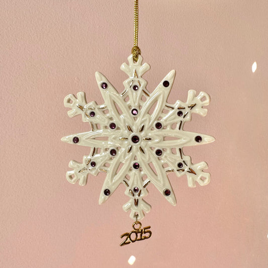 Vintage 2015 Porcelain Snowflake Ornament by Lenox