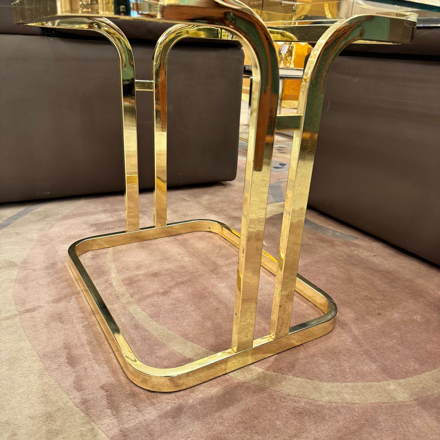 Vintage Brass and Glass Side Table