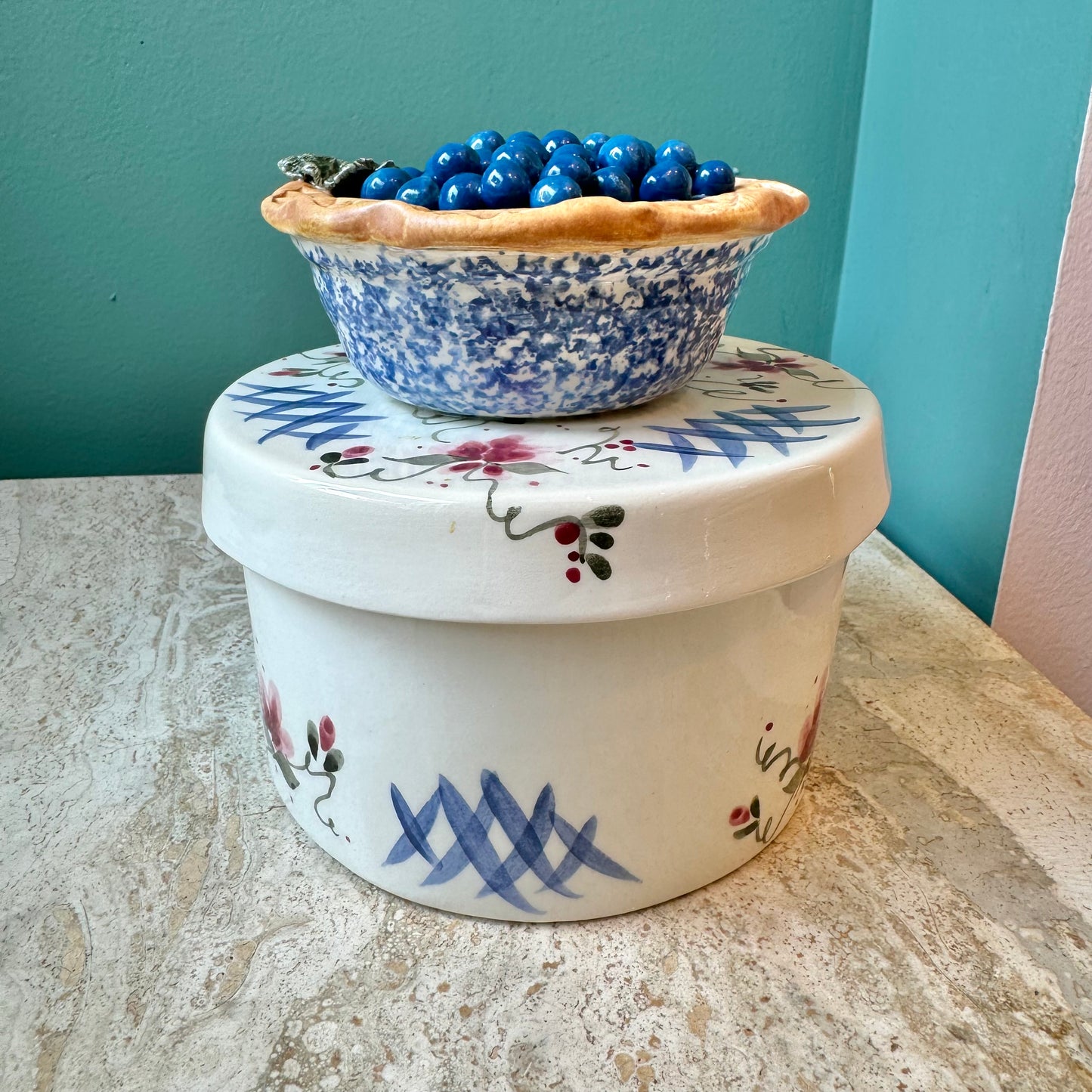 Vintage Ceramic Blueberry Pie Jar by Leslie Kanter