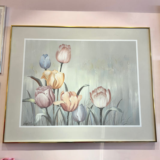 Framed Vintage 1980's Lee Reynolds Tulip Giclee Artwork