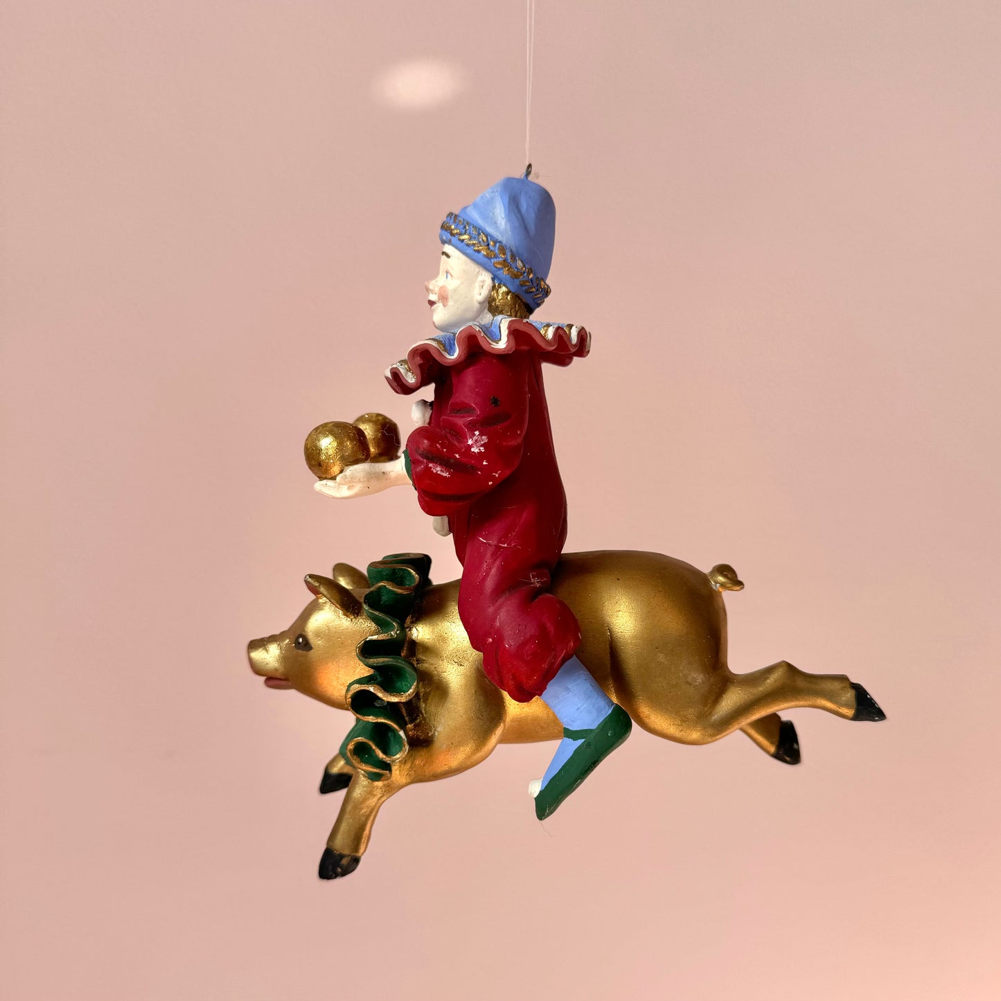 Vintage Clown on a Pig Ornament