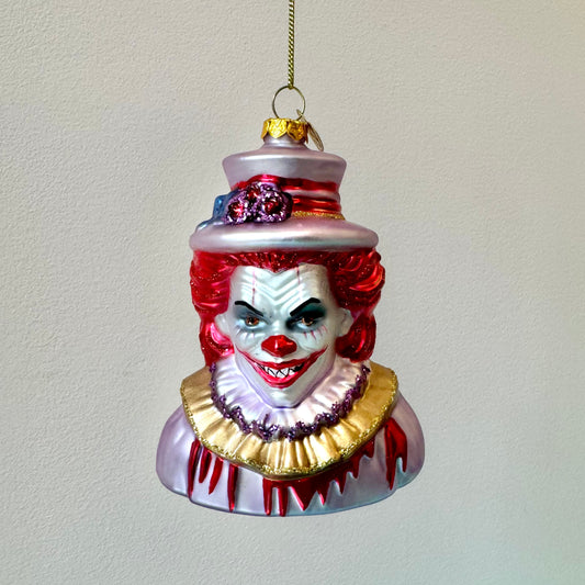 Horror Clown Head Glass Ornament