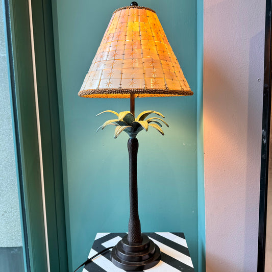 Vintage Palm Tree and Tile Shade Table Lamp