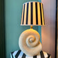 Vintage Ceramic Shell Lamp with Stripe Shade