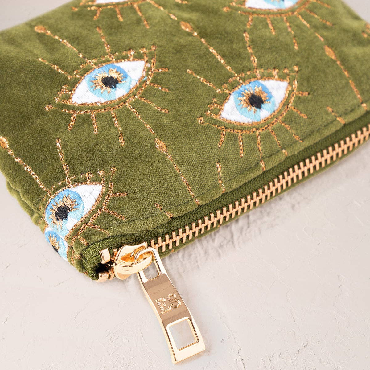 Mystical Eye Fern Green Velvet Coin Purse by Elizabeth Scarlett London