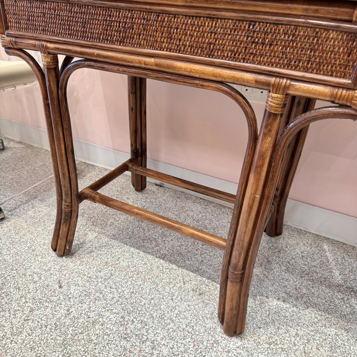 Vintage Rattan and Bamboo Console Table