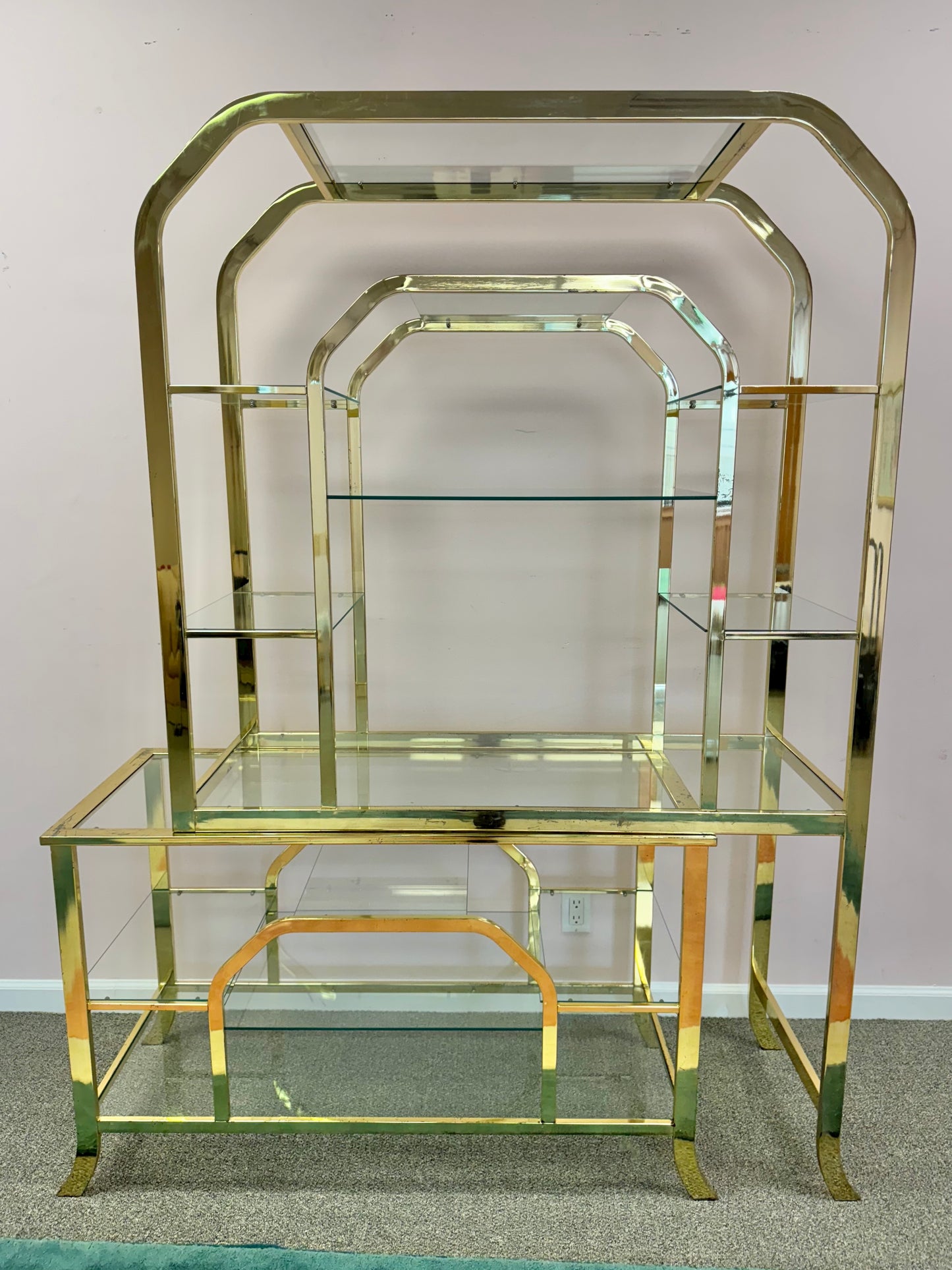 1980's Brass and Glass Etagere by DIA