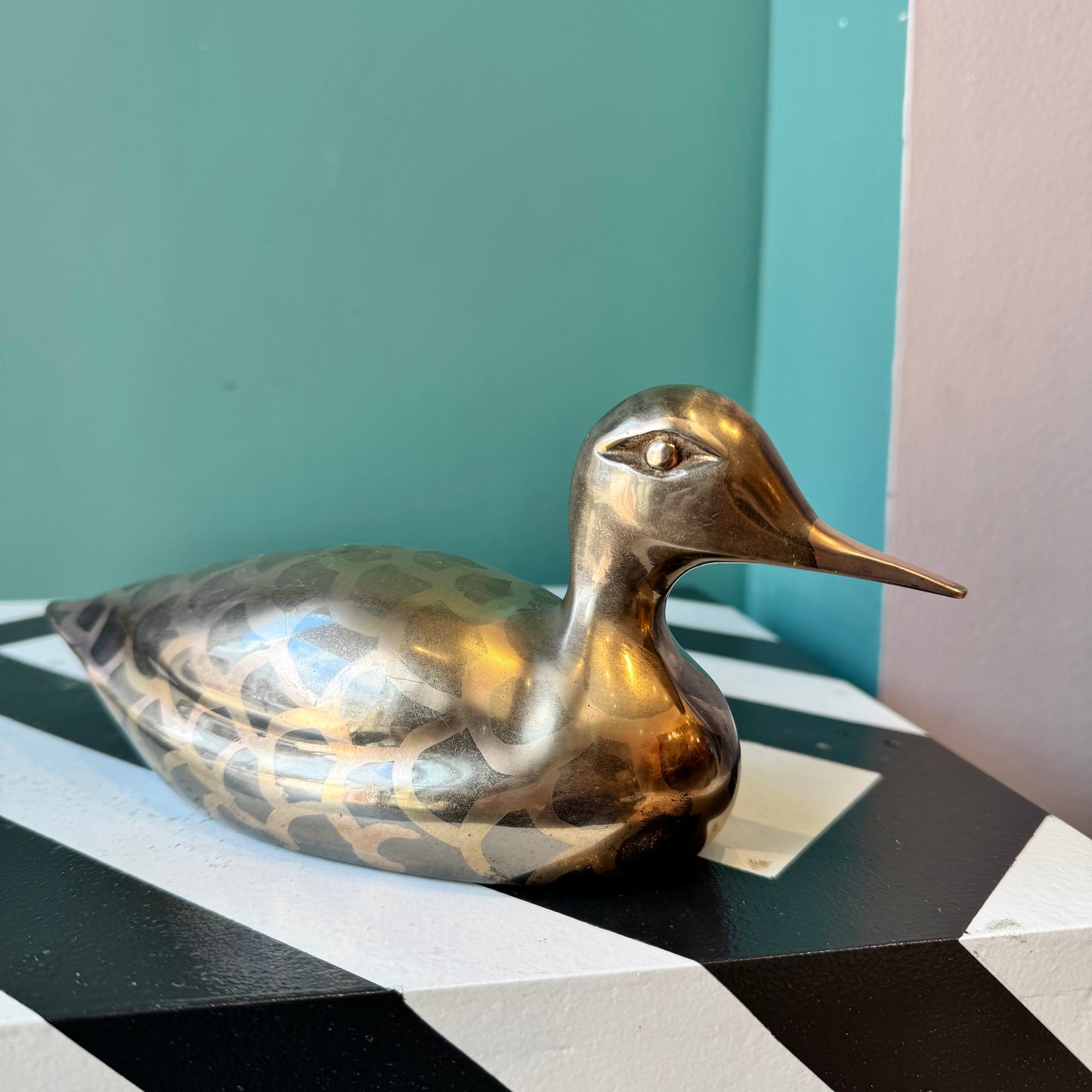 Vintage Brass Mallard Duck Figurine