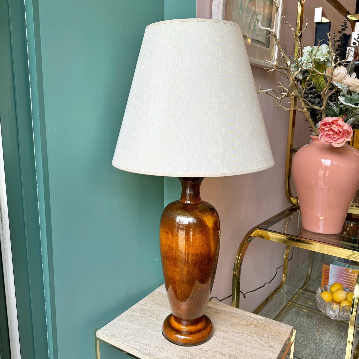 Mid Century Ceramic Table Lamp with Shade