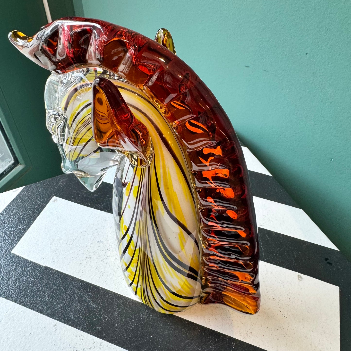 Vintage Glass Zebra Head Sculpture