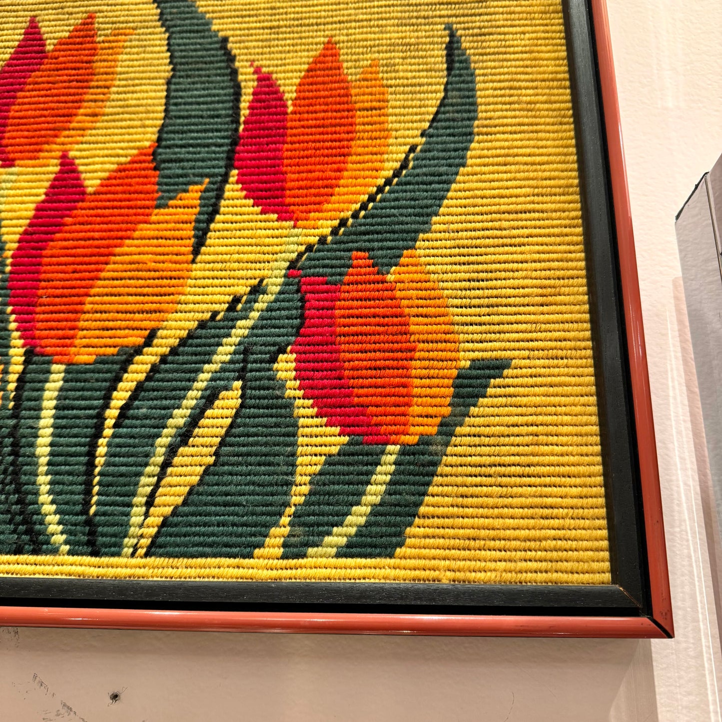 Vintage Orange Tulip Needlepoint Artwork