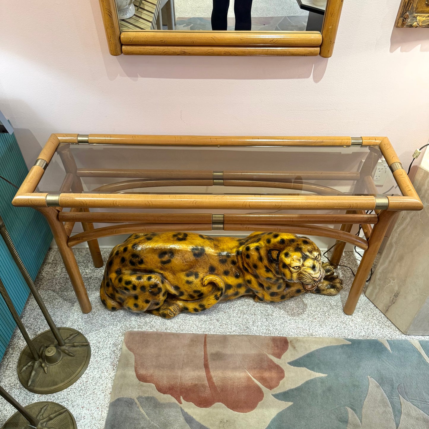 Vintage Matching Mirror and Hall Console Table Set