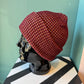 Grid Knit Beanie: Wine Red