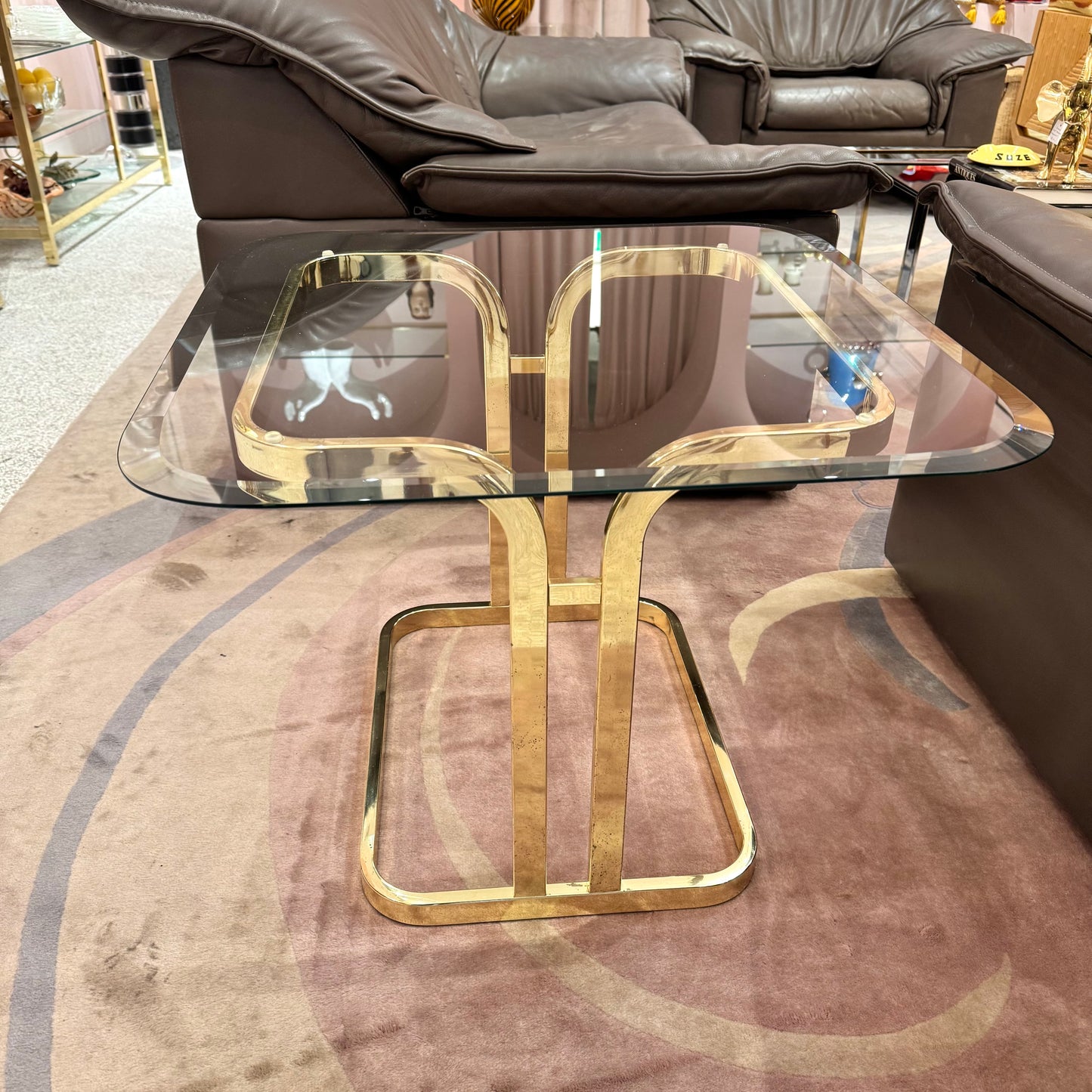 Vintage Brass and Glass Side Table