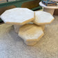 Vintage Set of 3 Octagonal Faux Travertine Nesting Mushroom Tables