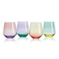 Set of 4 Multi Colored Stemless Wine Glasses by Mikasa