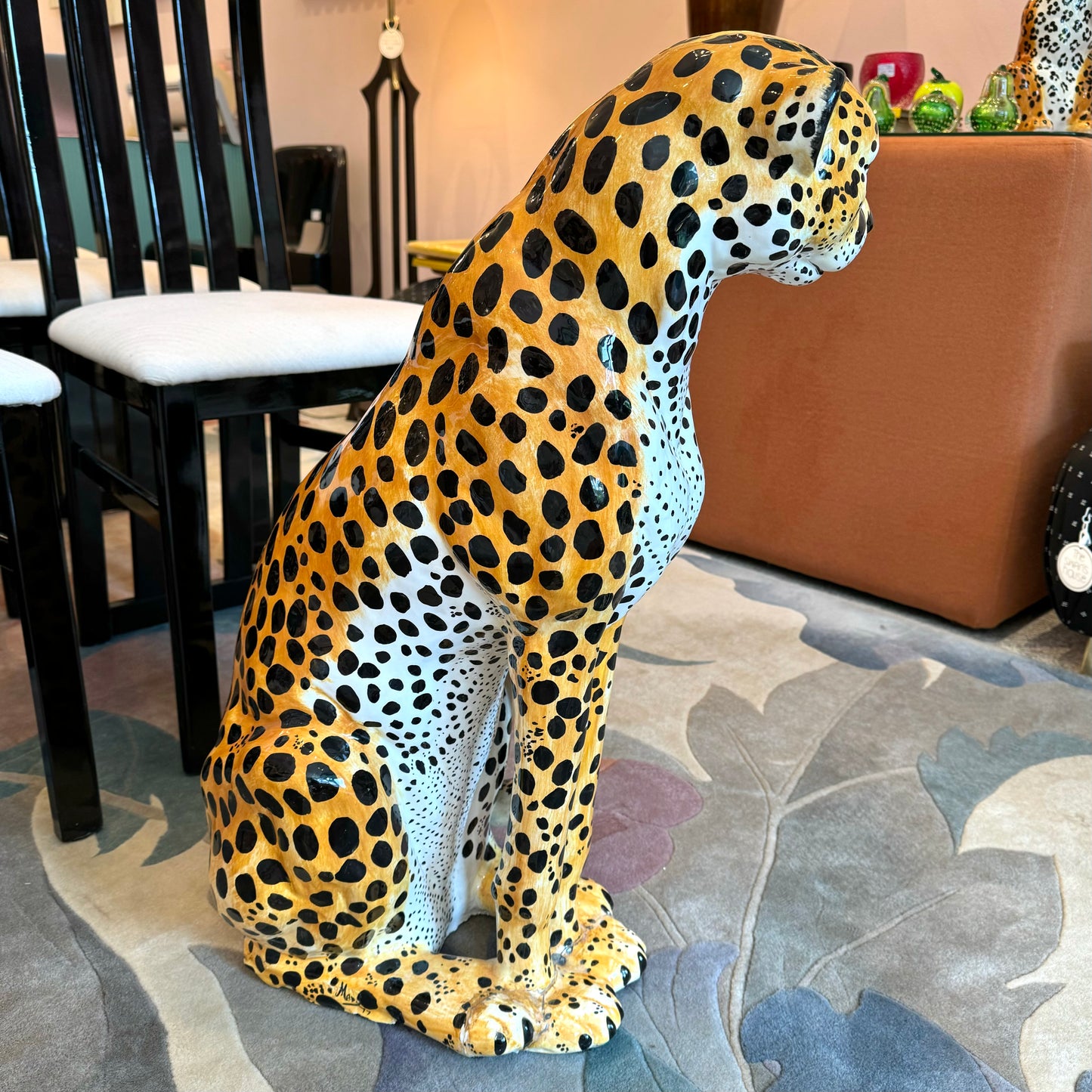 Vintage 1977 Large Ceramic Cheetah Statue (as is)