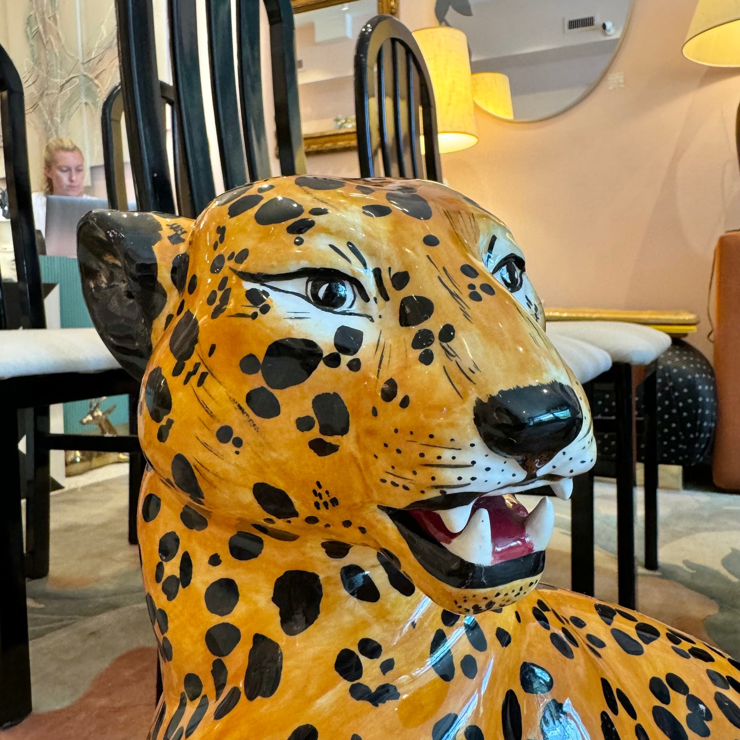 Vintage Ceramic Leopard Statue (as is)