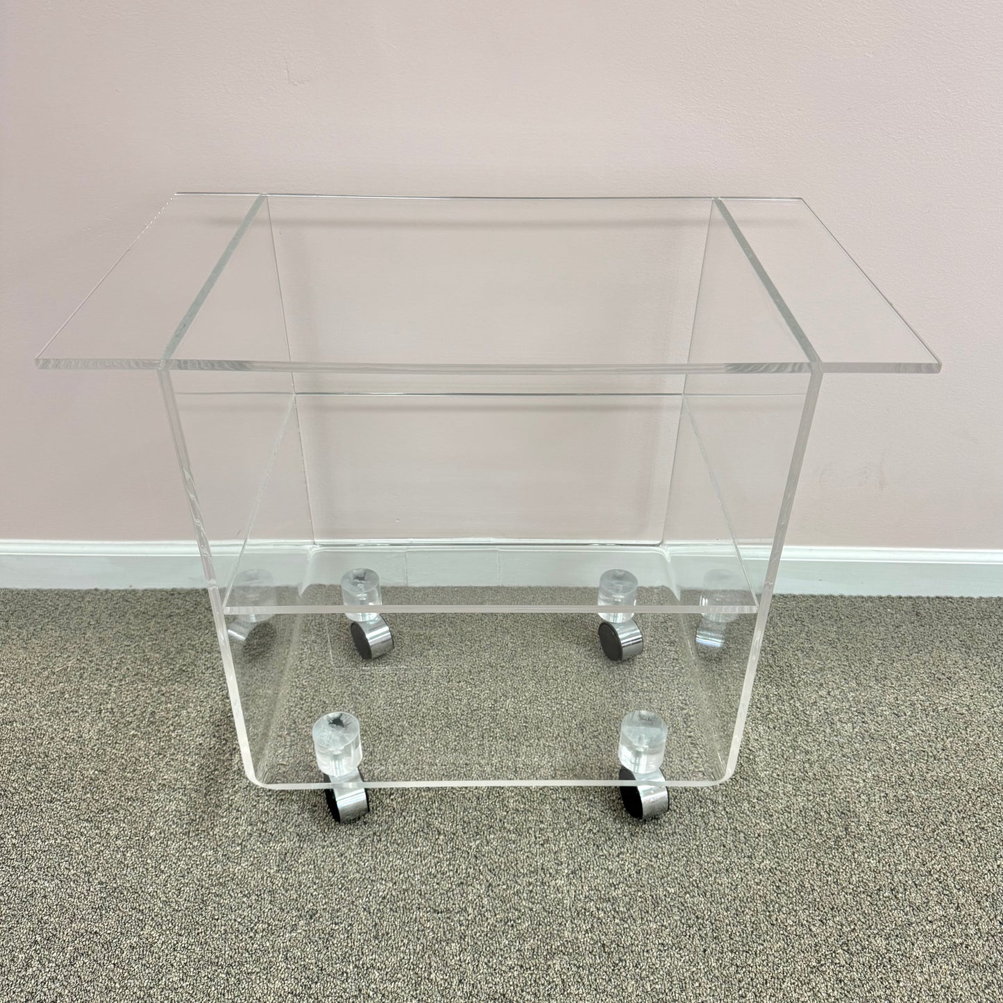 Vintage 3 Tier Lucite Rolling Cart/Shelf