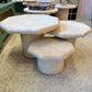 Vintage Set of 3 Octagonal Faux Travertine Nesting Mushroom Tables