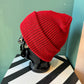 Rib Knit Beanie: Ruby Red