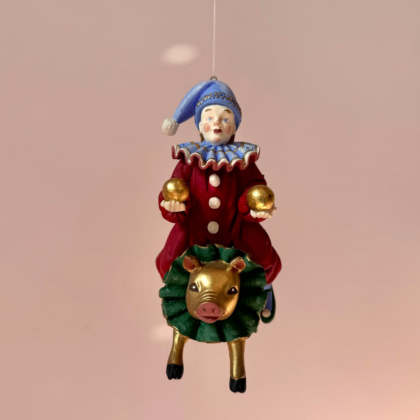 Vintage Clown on a Pig Ornament