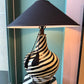 Black and White Striped Glass "Zebra" Lamp with Black Shade/item