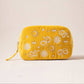 Mustard Yellow Velvet Alchemy Makeup Bag by Elizabeth Scarlett London