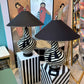 Black and White Striped Glass "Zebra" Lamp with Black Shade/item