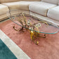 Vintage Italian Gold Gilt Floral Bouquet Wheat Sheaf Coffee Table