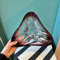 Vintage Triangular Burgundy Art Glass Catchall