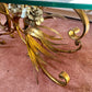 Vintage Italian Gold Gilt Floral Bouquet Wheat Sheaf Coffee Table