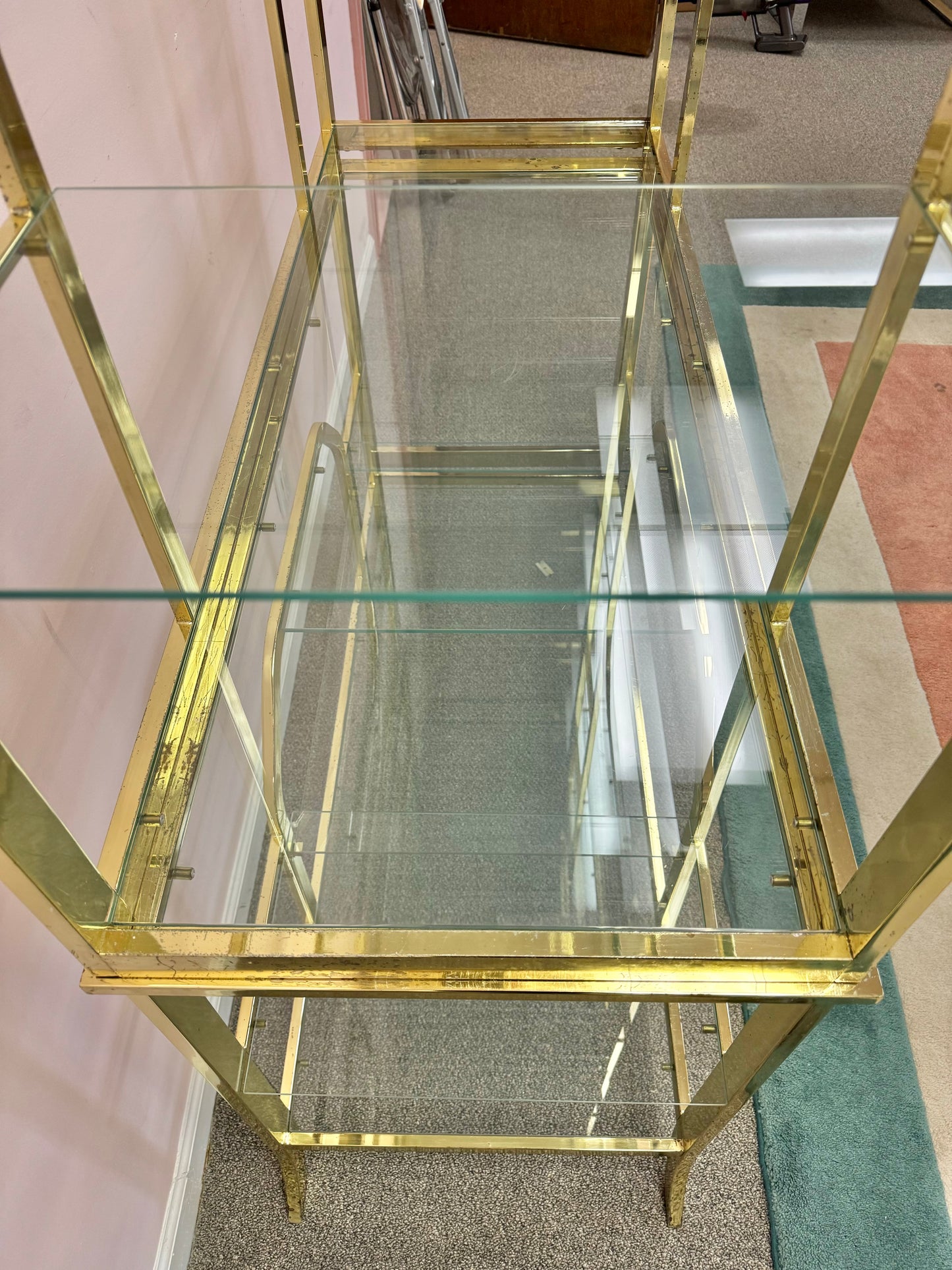 1980's Brass and Glass Etagere by DIA