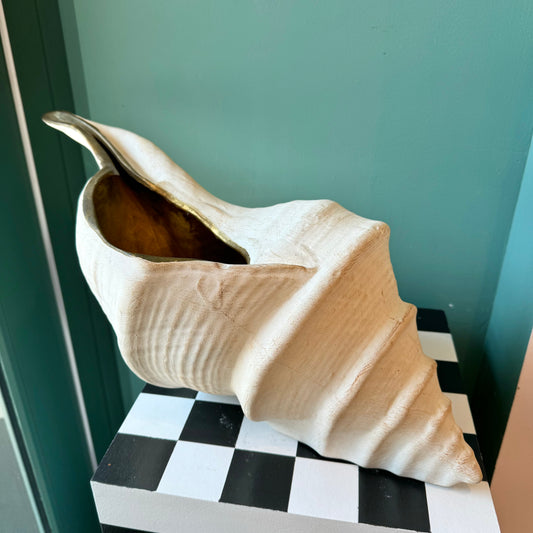 Vintage Extra Large Ceramic Shell Sculpture