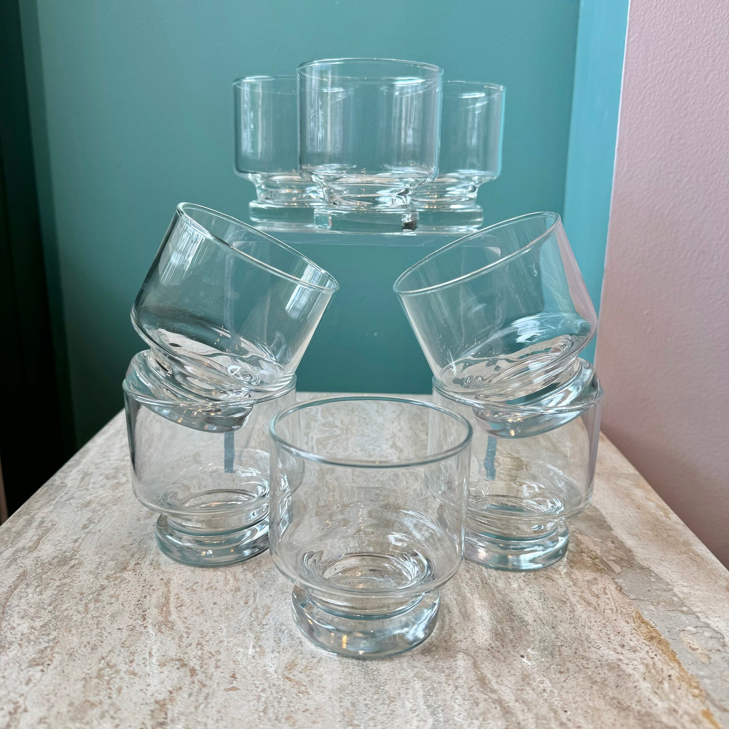 Set of 8 Mid Century Footed Rocks Cocktail Glasses