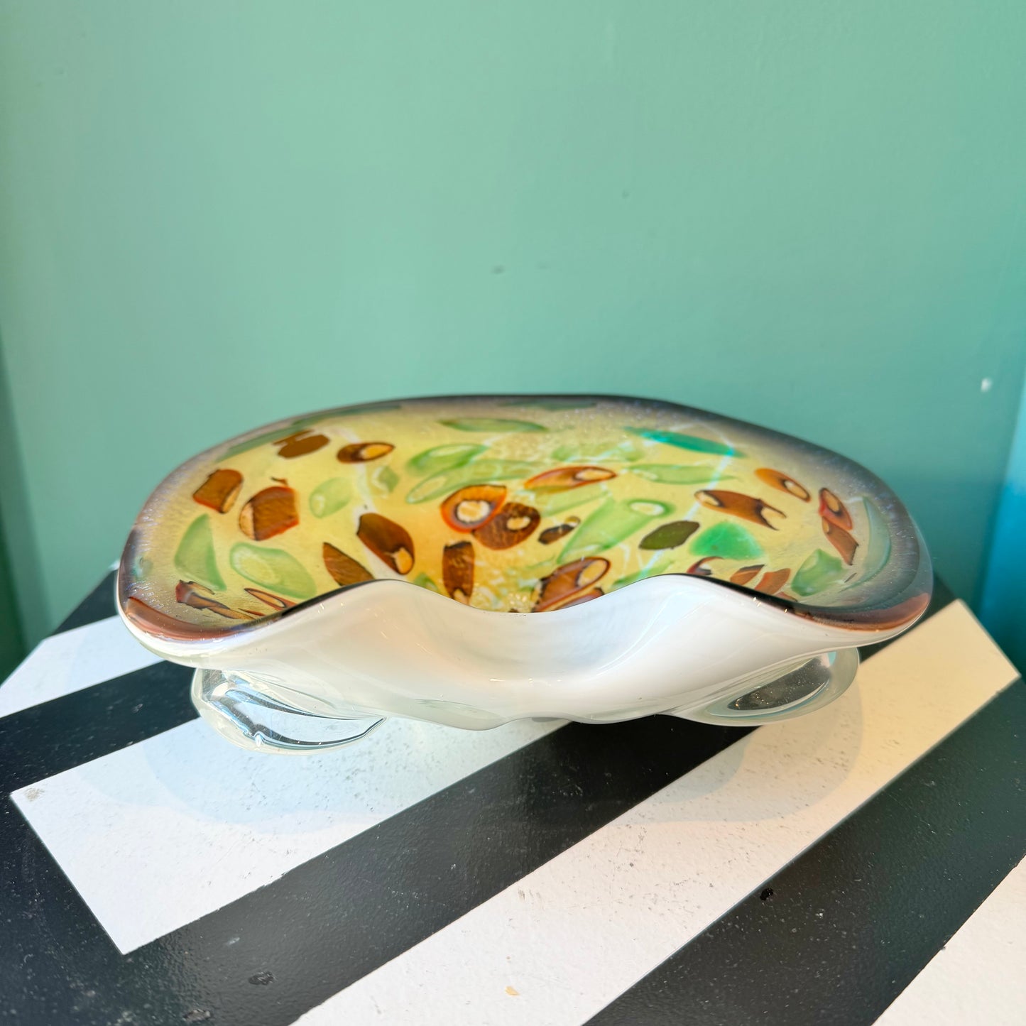 Vintage Murano Style Tutti Frutti Glass Catchall