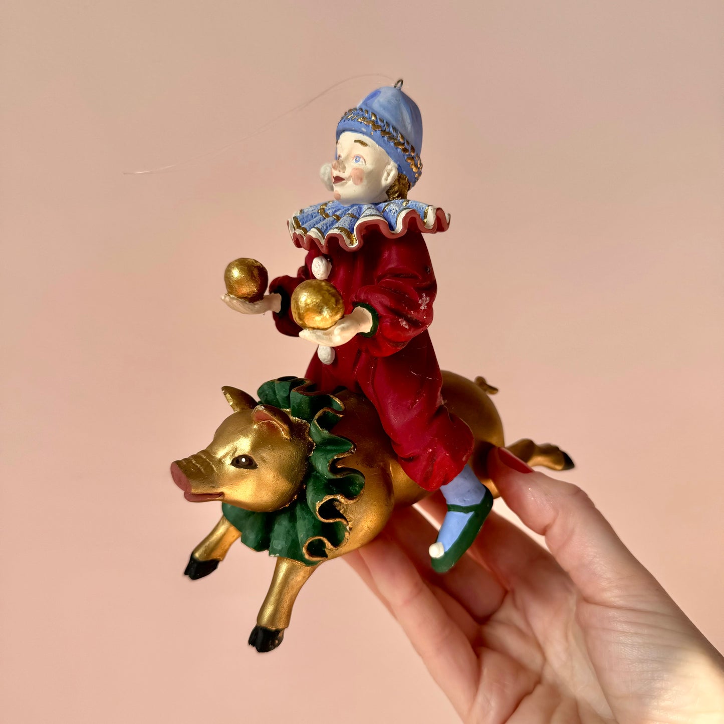 Vintage Clown on a Pig Ornament