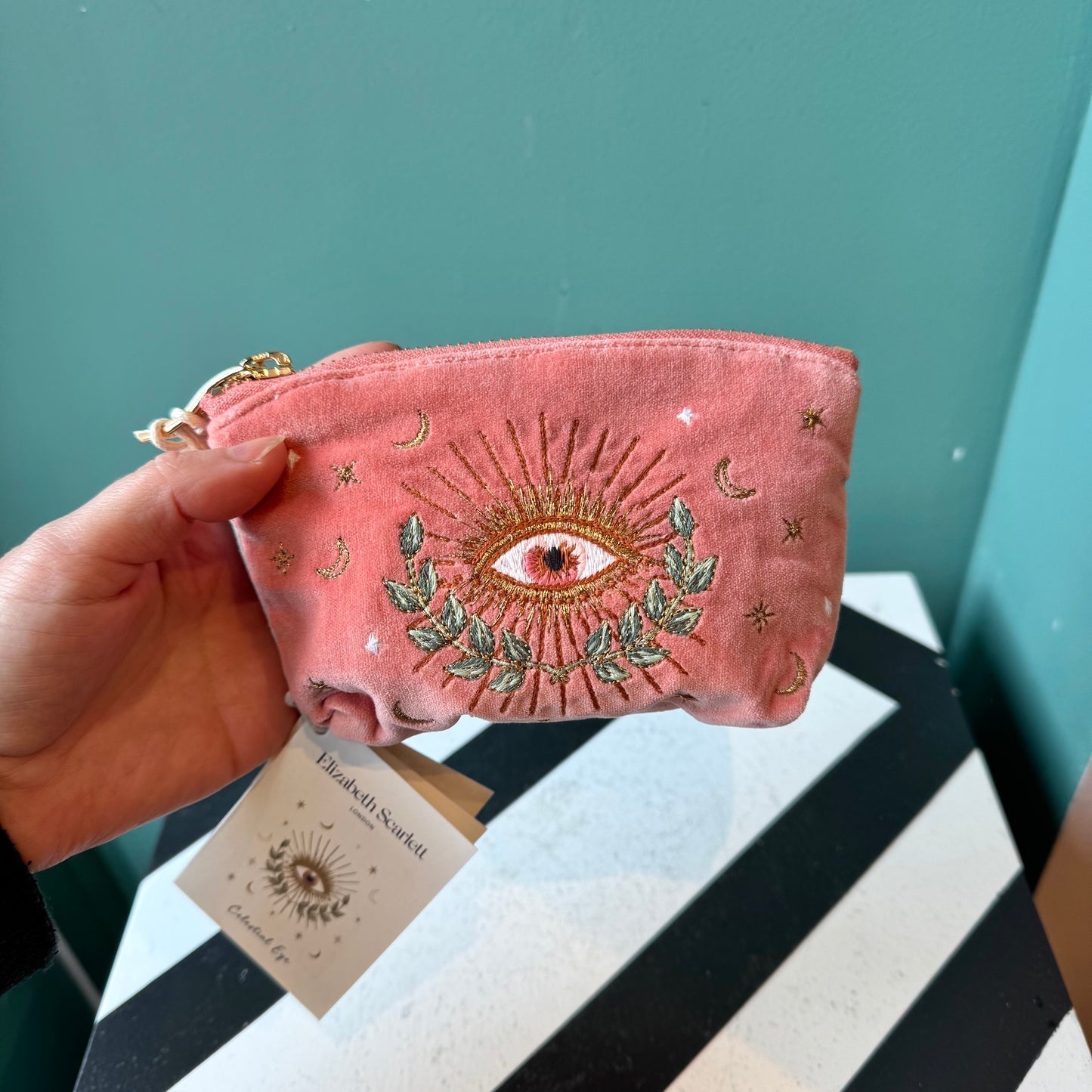 Pink Celestial Eye Coin Purse by Elizabeth Scarlett London