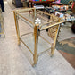 Vintage 2 Tier Brass and Glass Rolling Bar Cart